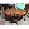 Image 2 : SINGLE PEDESTAL OAK DINING TABLE WITH ONE LEAF & 4 CHAIRS