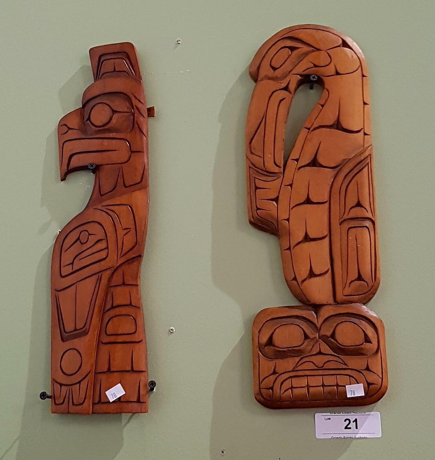 Native Plaque Sample TWO CARVED NATIVE WALL PLAQUES