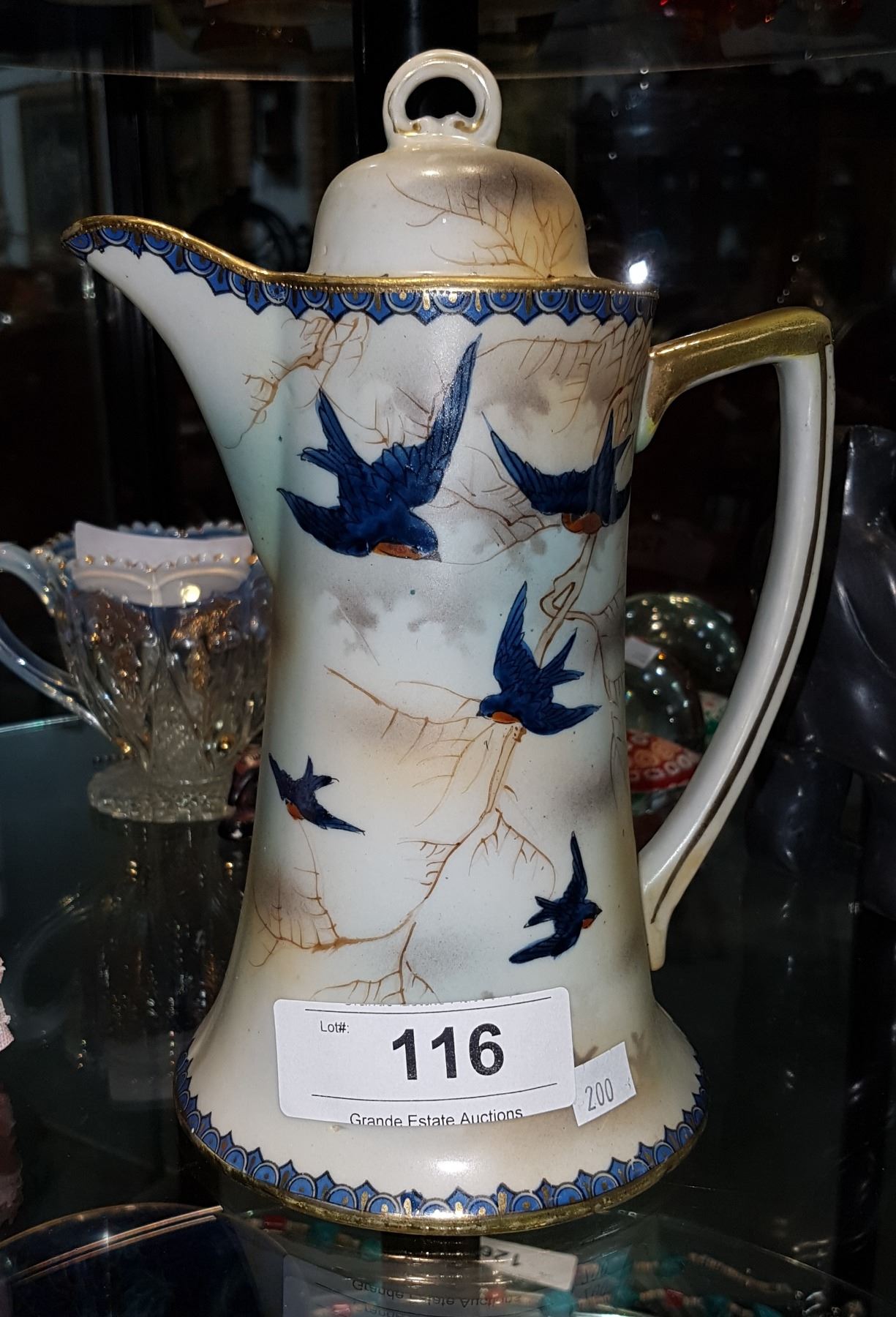ANTIQUE HAND PAINTED COCOA POT