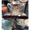 Image 1 : 3 PC LOT INCL. CARVED ELEPHANTS, SIGNED WHALE PENDANT, OPALESCENT SUGAR BOWL