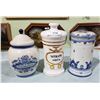 Image 1 : LOT OF 3 APOTHECARY CLAY JARS