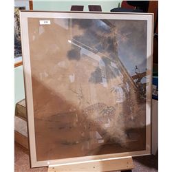 LARGE FRAMED ASIAN WATERCOLOUR