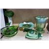 Image 1 : FIVE PCS GREEN ART GLASS