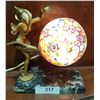 Image 1 : GERDAGO ART DECO BRONZE FIGURAL LAMP W/MILLEFIORI GLASS SHADE