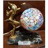 Image 2 : GERDAGO ART DECO BRONZE FIGURAL LAMP W/MILLEFIORI GLASS SHADE