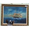 Image 1 : FRAMED OIL ON CANVAS OF A SHIP