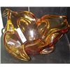 Image 1 : VINTAGE CHALET AMBER ART GLASS CENTREPIECE