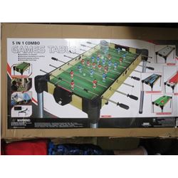 5-IN-1 COMBO GAMES TABLE (FOOSBALL, AIR HOCKEY, BASKET SHOT, BUMPER SHOT, PING PONG)