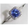 Image 1 : 10KT. WHITE GOLD TANZANITE (1.10CT) AND 34 DIAMONDS (0.34CT) RING IN HALO DESIGN. APPRAISED $4500