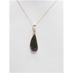 10KT. GOLD NATURAL AMMOLITE AND DIAMOND (0.09CT) NECKLACE HAND CRAFTED IN CANADA. APPRAISED $1800