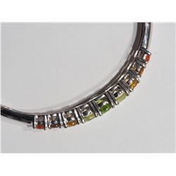 STERLING SILVER BRACELET WITH CITRINE, PERIDOT AND GARNET NATURAL GEMSTONES
