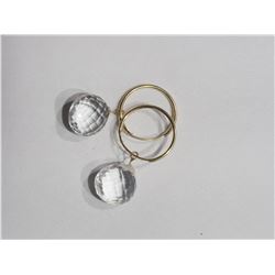 14KT. GOLD HOOP WITH BRIOLETTE WHITE TOPAZ GEMSTONE (APPROX. 16CT). RETAIL $750