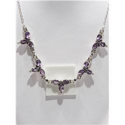 STERLING SILVER GENUINE AMETHYST (6CT) NECKLACE. RETAIL $600