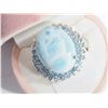 Image 1 : STERLING SILVER LARIMAR (APPROX. 10CT)  RING WITH BLUE TOPAZ (APPROX. 1.2CT). RETAIL $400