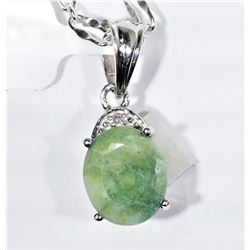 STERLING SILVER EMERALD(MAY BIRTHSTONE) DIAMOND(APRIL BIRTHSTONE) PENDANT, RETAIL $150