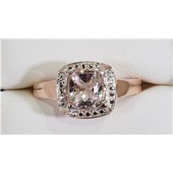 STERLING SILVER ROSE GOLD MORGANITE RING, RETAIL $300