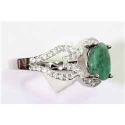 STERLING SILVER EMERALD RING, RETAIL $300