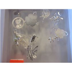 10 STERLING SILVER PENDANTS WITH CHAIN, RETAIL $300