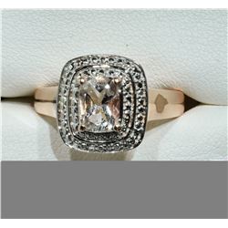 ROSE GOLD PLATED RING WITH GENUINE MORGANITE (APP 1.2CT), RETAIL $350