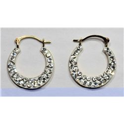 10K GOLD CUBIC ZIRCONIA HOOP EARRINGS, RETAIL $350