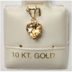 14KT YELLOW GOLD HEART SHAPED CITRINE (NOVEMBER BIRTHSTONE) PENDANT RETAIL $150