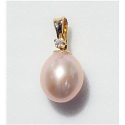 14KT YELLOW GOLD PINK FRESH WATER PEARL PENDANT RETAIL $120