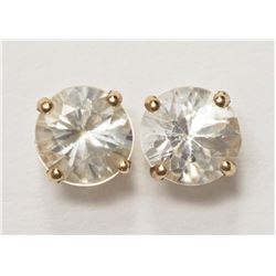 14KT YELLOW GOLD NATURAL WHITE ZIRCON EARRINGS RETAIL $300