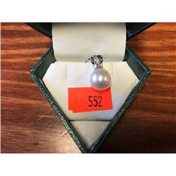 18K WHITE GOLD SOUTH SEA PEARL & DIAMOND DROP PENDANT RETAIL $800