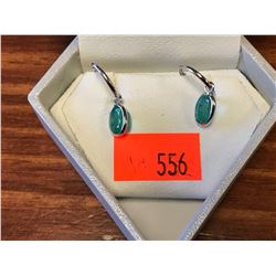 STAMPED 14K WHITE GOLD NATURAL EMERALD EARRINGS. INSURANCE VALUE $1544