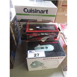KITCHENAID 5 SPEED MIXER/BETTY CROCKER POPCORN MAKER/CUISINART ESPRESSO MAKER