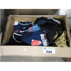 BOX LOT OF ASSORTED SIZED SPORTS SHIRTS