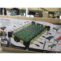 5-IN-1 COMBO GAMES TABLE (FOOSBALL, AIR HOCKEY, BASKET SHOT, BUMPER SHOT, PING PONG)