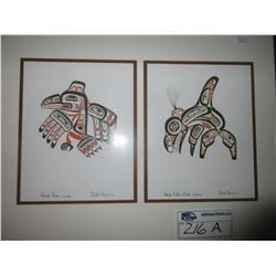 DOUBLE FRAMED BILL REID PRINTS (HAIDA RAVEN, HAIDA KILLER WHALE)