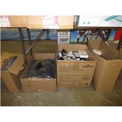 ARM MASSAGER/HEAT MASSAGING WRAP/BOX OF MISC /GADGETS/15 SECOND HOSE REPAIR KITS/BOX OF