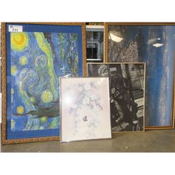 4 ASSORTED FRAMED PRINTS