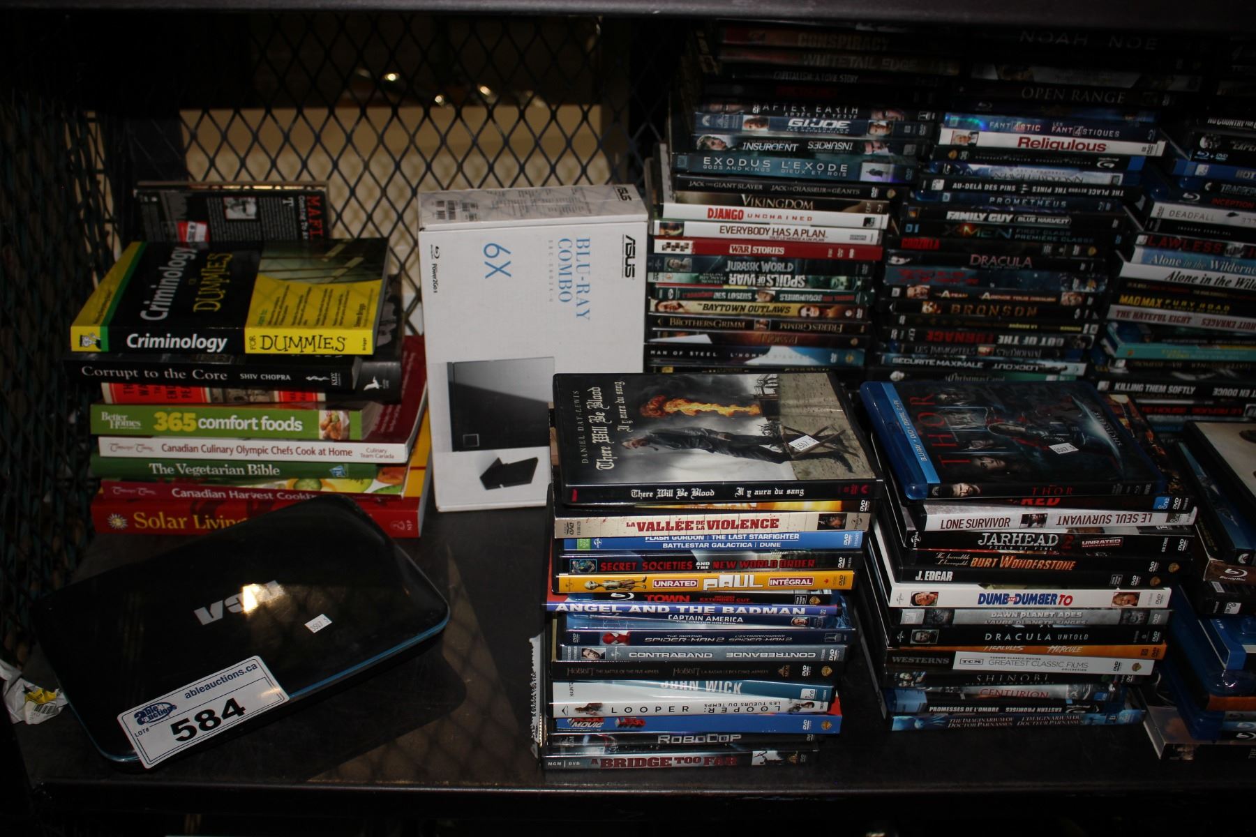 LARGE COLLECTION OF DVDS AND BLURAYS, COLLECTION OF BOOKS, PORTABLE DVD ...