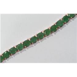 LADIES STERLING SILVER BRACELET CONTAINING 34 EMERALDS-APPRAISED VALUE $740