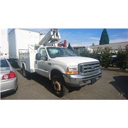 1999 FORD F450 SUPERDUTY, WHITE, V8, DIESEL, AUTOMATIC, VIN#1FDXF46F0XEC29075, 177,069 MILES,