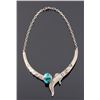 Image 1 : Signed Navajo Sterling Silver Turquoise Necklace