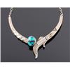 Image 2 : Signed Navajo Sterling Silver Turquoise Necklace