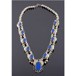 Navajo Sterling Silver Lapis Squash Blossom