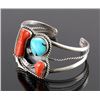Image 2 : Signed Navajo Sterling Silver Turquoise Coral Cuff