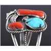 Image 4 : Signed Navajo Sterling Silver Turquoise Coral Cuff