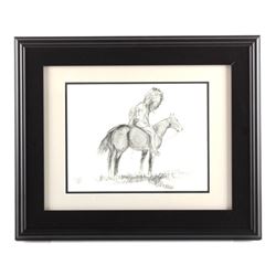 Original Jay Contway Framed Charcoal Sketch