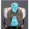Image 3 : Signed Navajo Sterling Silver Turquoise Cuff