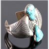 Image 4 : Signed Navajo Sterling Silver Turquoise Cuff