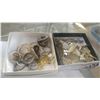 Image 1 : VINTAGE PLACECARD HOLDERS AND FILLIGREE JEWELLRY AND BOX OF ESTATE RINGS