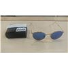 Image 2 : AS NEW RAY BAN ROUND METAL FOLDING SUNGLASSES, GOLD FRAME WITH BLUE MIRROR LENSE IN CASE, RETAIL $28
