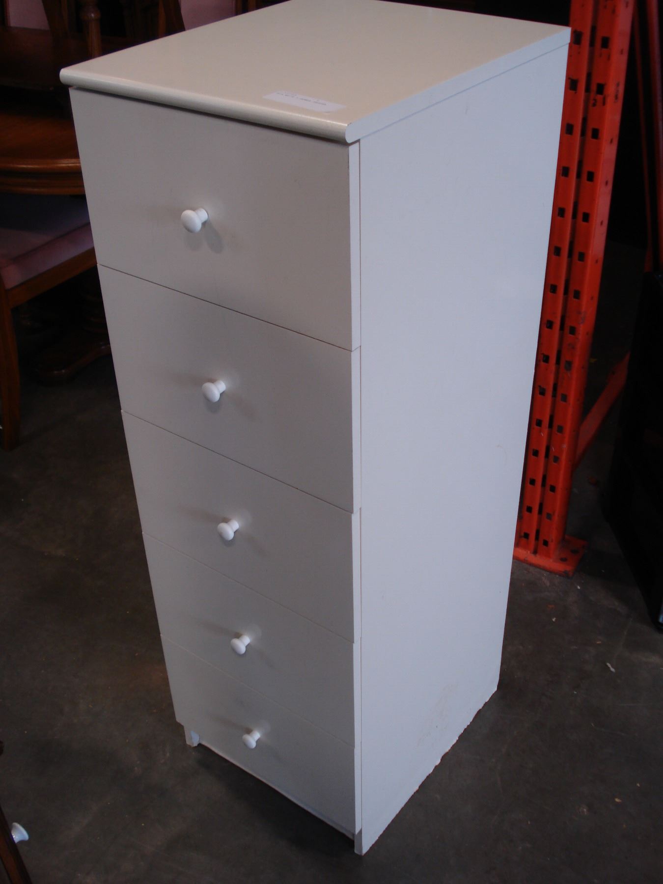 Thin White 5 Drawer Dresser