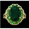 Image 2 : 6.08 ctw Emerald, Tsavorite and Diamond Ring - 14KT Yellow Gold